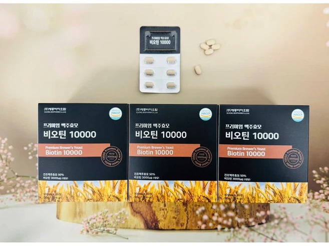 세종바이오팜 프리미엄 맥주효모 비오틴 10000, 3개, 60정 - 쿠팡
