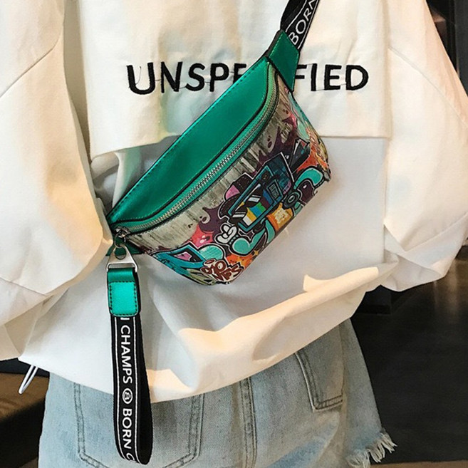 그래피티 힙색 슬링백 미니 크로스백 남녀공용 스트릿 학생 여행가방