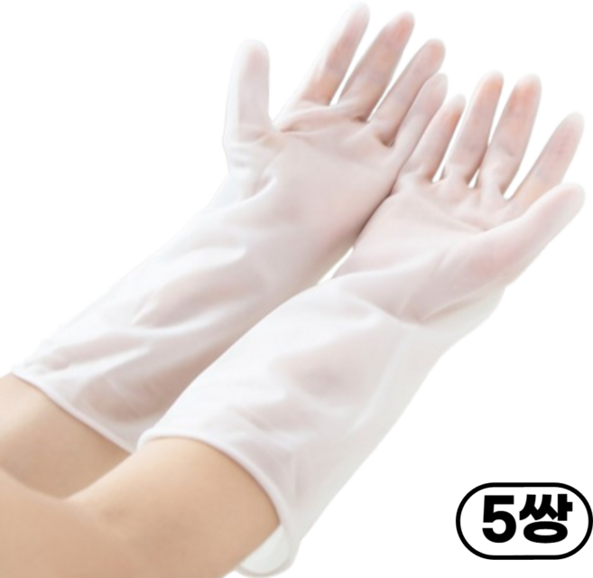 지빈 왕질긴 고급 다용도 주방 튼튼 고무장갑 세트, 5개, 중(M), 화이트