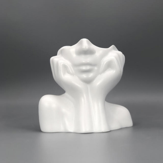 메이크업 브 홀더 인간 얼굴 아트 데스크탑 장식 꽃병 눈썹 홈 오거나이저 플라스틱 소재와, 1개, 2. 하얀색