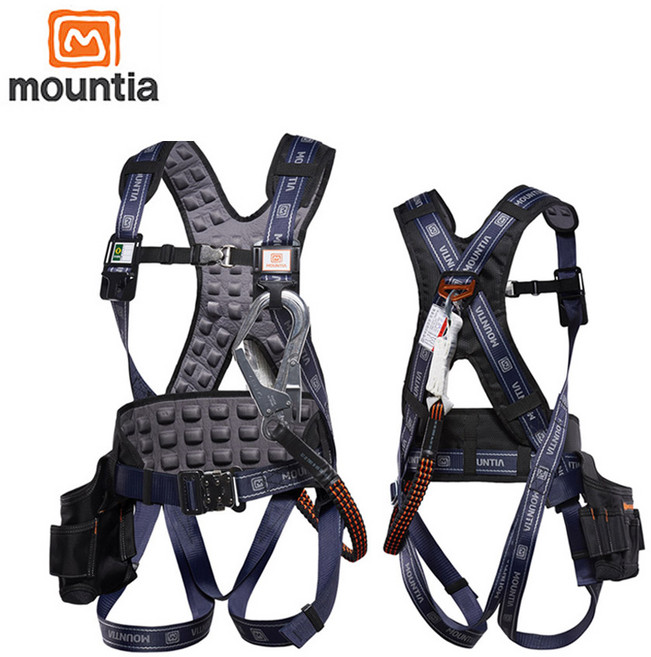 마운티아 전체식 안전벨트 MTH-02 죔줄포함 엘라스틱, 네이비, 1개