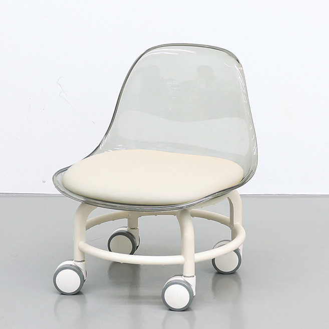 HK sell 귀요미 튼튼 투명 낮은 의자, 투명 그레이+크림 쿠션, 1개