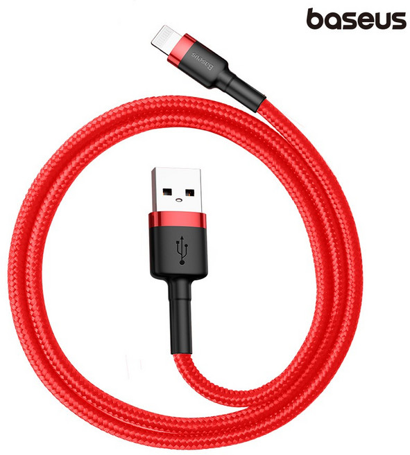베이스어스 카풀 USB-8핀 아이폰 라이트닝 고속충전 케이블, 2m, 레드, 1개