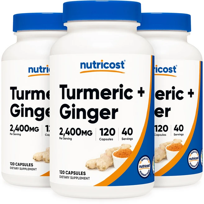 뉴트리코스트 터메릭 + 진저 2400mg 120캡슐 3병, 120정, 3개 - 쿠팡