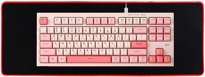 지클릭커 멤브레인 KPS80 87키 텐키리스 무소음 유선 게이밍 키보드 장패드 세트, 코랄