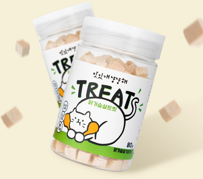 맛있개냥냥해 동결건조 트릿 강아지 고양이 간식 닭가슴살맛, 1개, 80g, 닭