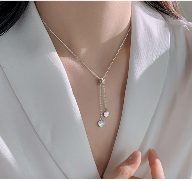 [2 color] 러블리 하트 드롭 목걸이 데일리 키치 18K 도금 무 알러지 선물 주얼리