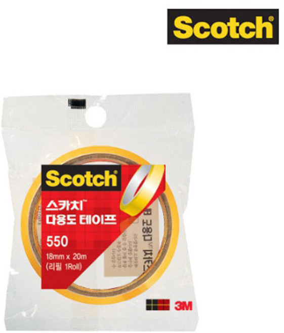 3M 스카치 다용도 테이프 리필 3인치 18mmX20M, 5개, 550R