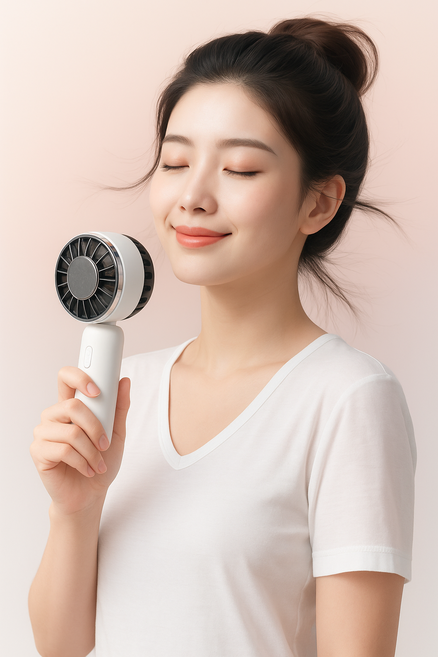 에어컨모드 가능 핸드 손 휴대용선풍기 고용량 시원한, 퓨어화이트