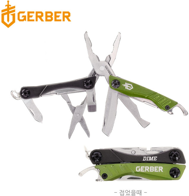 거버31-001132 그린 다임 미니멀티툴 캠핑용 휴대용, 1개