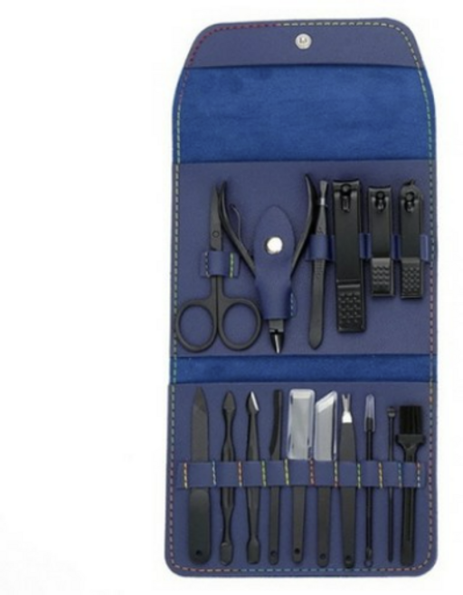 영그린 PU 가죽 손톱깎이 16종 세트, 2. 네이비, 1세트
