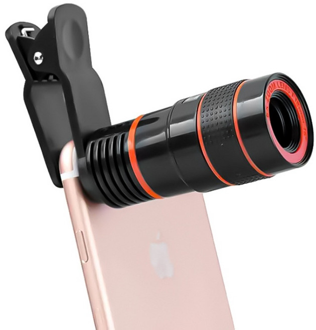 상덕 12X 휴대폰 광각렌즈 카메라 스마트폰광각렌즈 망원경, 1개, 블랙