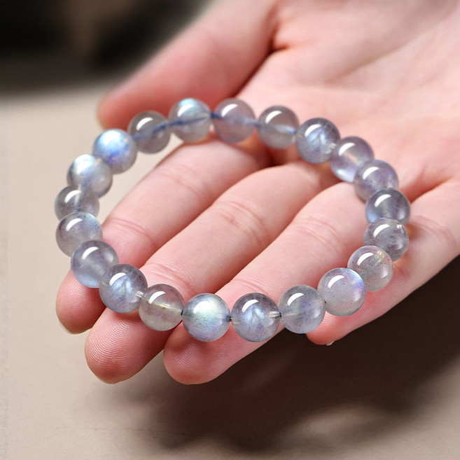 여성 팔찌 재물운 건강한 염주팔찌 그레이문라이트 8mm
