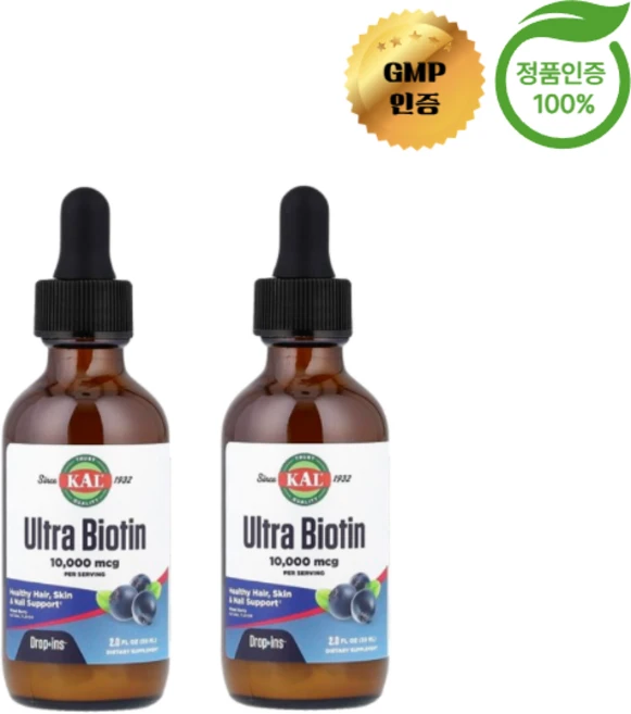 1+1 KAL 울트라 바이오틴 천연 믹스 베리 향 10000mcg 59ml, 2개 - 쿠팡