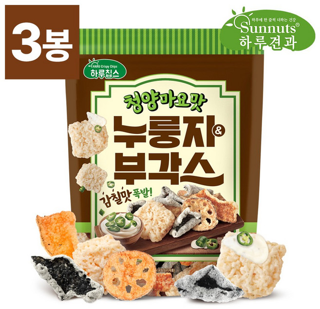 [빠삭칩]누룽지&부각스(청양마요맛)220gX3봉/부각 누룽지 원물간식 빠삭칩 칩, 3개, 220g