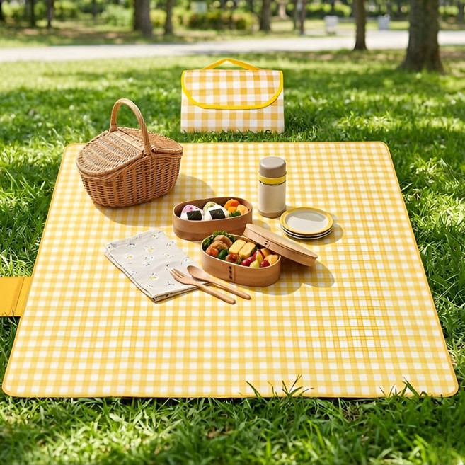 위너스호 감성 방수 피크닉 매트 돗자리, 옐로우