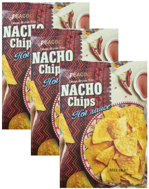 피코크 나쵸칩 핫소스맛, 100g, 3개