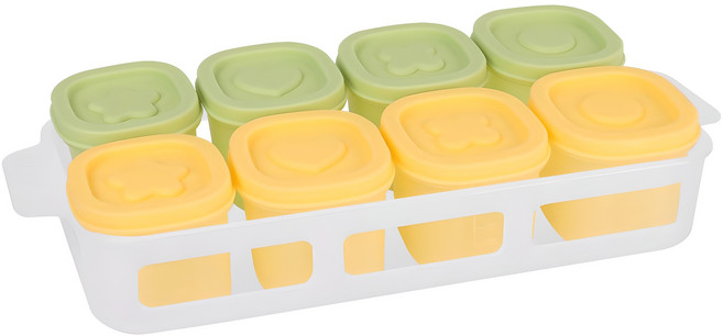 베이비팜 실리콘 이유식 큐브 낱개형 토핑이유식 밀폐 냉동 보관 용기 8구, 1세트, 혼합, 400ml