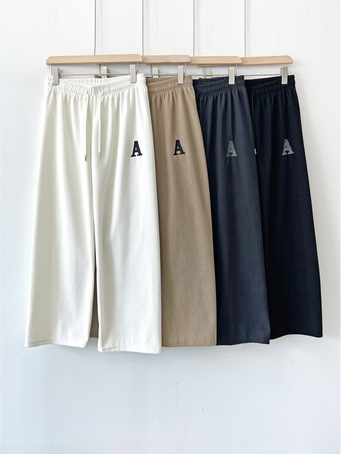 [투엘]봄 가을 JH214.영문패치 골덴 통바지 밴딩바지 9부