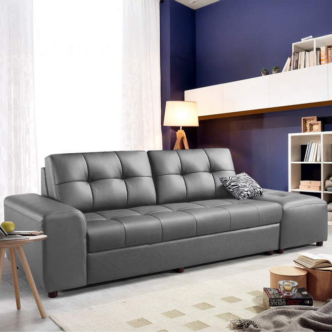 서광퍼니처 국내제작100% 헤르본 라텍스폼 3인용 가죽 소파 sk, 그레이