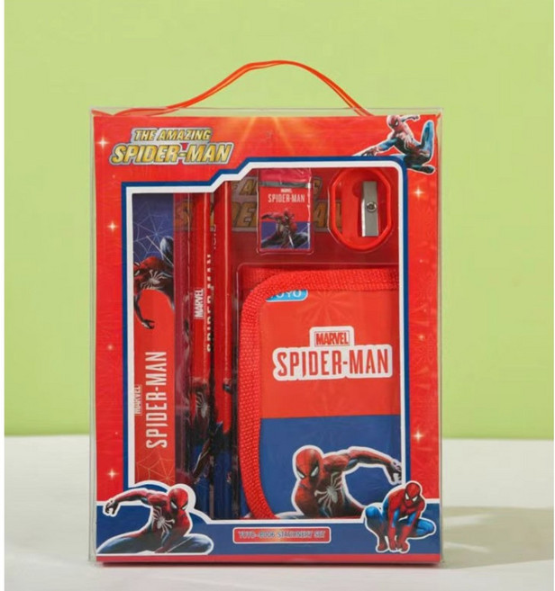 [현투몰] 히어로 캐릭터 문구세트 5종 초등학생 학용품 선물세트 지갑포함, 1세트, 레드 히어로