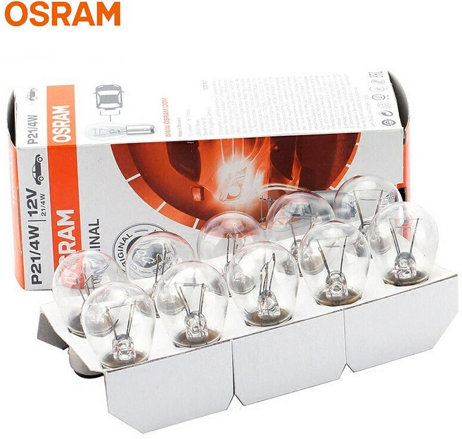 德國 歐司朗 OSRAM 7225 12V 21/4W 煞車燈泡 斜角雙芯燈泡, 10顆