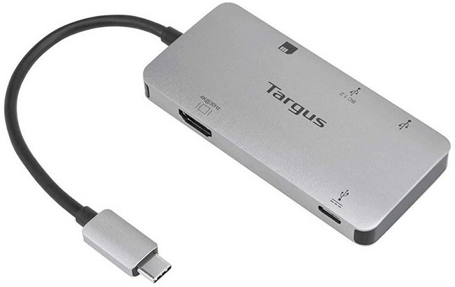 Targus 4포트 USB 허브 검은색 PC Mac과 호환 세련되고 여행 친화적인 ACH114US, USB-C 멀티포트 싱글 비디오 어댑터