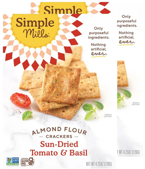 심플밀스 아몬드 가루 크래커 선 드라이 토마토 바질 120g 2개