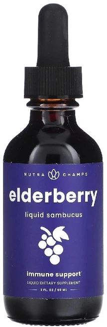 뉴트라챔프 엘더베리 삼부커스 액상 리퀴드 비건 드롭스 60ml 무설탕 글루텐프리, 1개 - 쿠팡