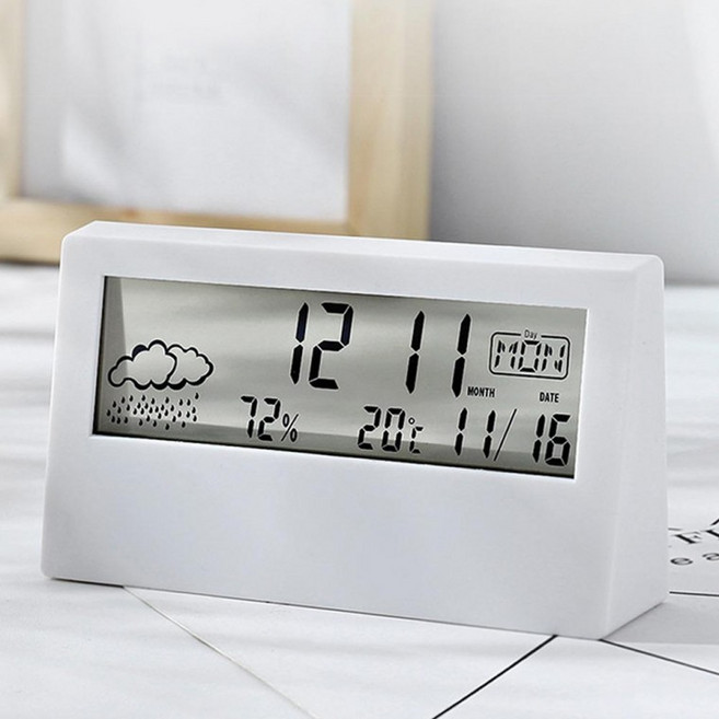 스마트 멀티 온도습도계 디지털 알람시계 탁상용, 1개, 1) 온습도계시계 블랙