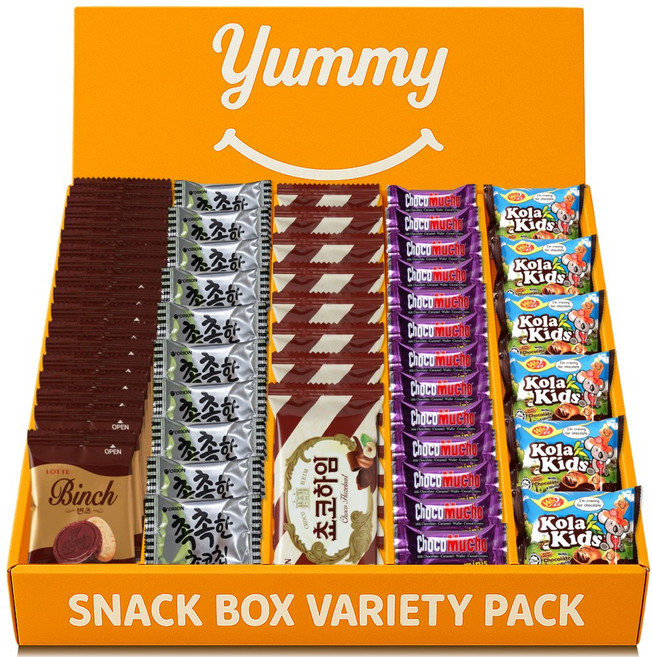 과자선물세트 간식꾸러미 과자박스 간식세트 사무실간식 답례품 개별포장 한입 종합 어린이 야미스낵박스, 1박스, 1호 올초코