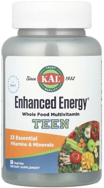 칼 KAL 인핸스드 에너지 Enhanced Energy 청소년 멀티비타민 60 베지 캡슐, 1개 - 쿠팡