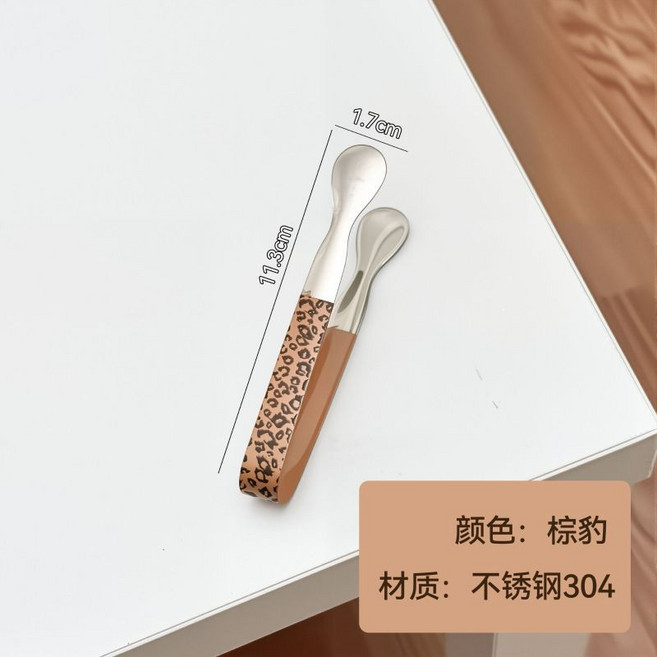 304不鏽鋼豹紋方糖夾 廚房冰夾 防燙零食夾, 1個, 廚房好物304不鏽鋼方糖夾,1個裝豹紋支持光譜儀檢測