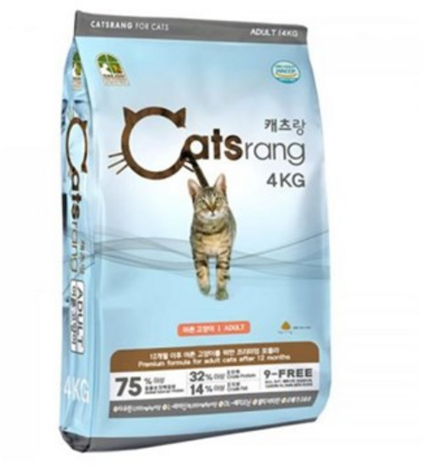 캐츠랑 어덜트 고양이 건식사료, 닭+참치, 4kg, 2개