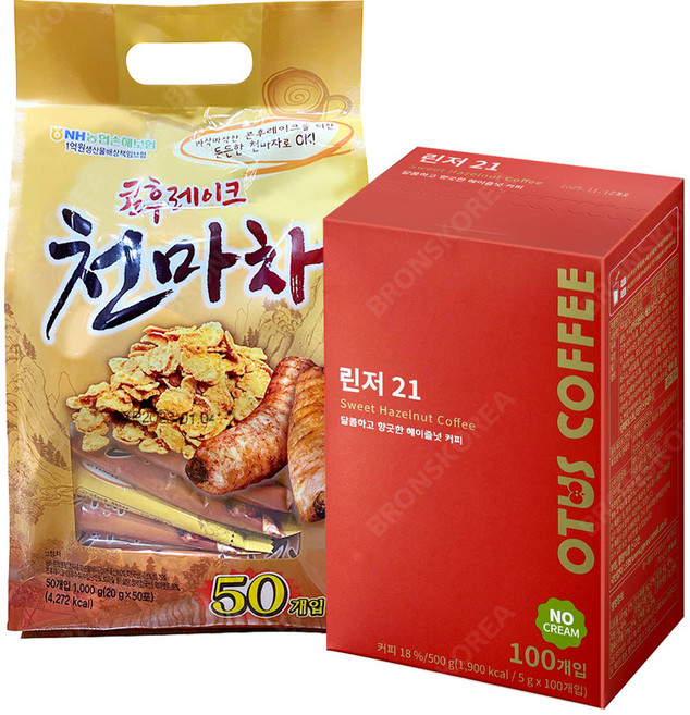 린저21 헤이즐넛 노프림 100T + 동일 콘후레이크 천마차 50T 믹스 곡물차