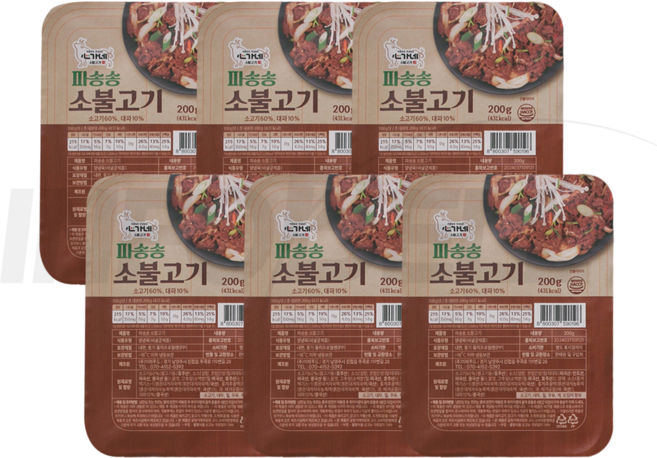 [TV홈쇼핑정품 인포벨]심가네 파송송 소불고기 양념 파 직화 불고기 반찬 밥반찬 밀키트 야외 캠핑 간편 음식, 200g, 6개