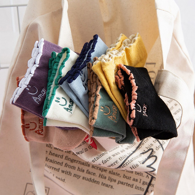 마름양품 여성 아모르 레이스 스마일 반목양말 20족세트 24SOCKS_AMOR