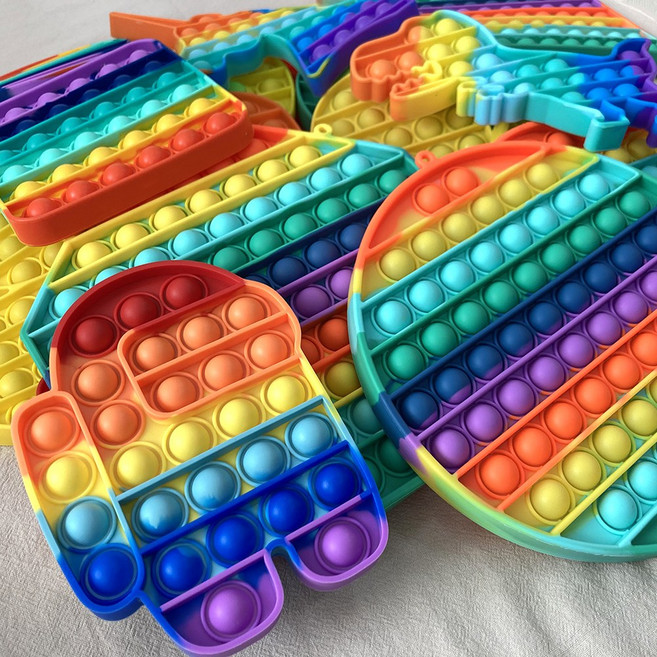 어몽어스 푸쉬팝 버블 팟잇 푸시팝 팝잇 장난감 뽁뽁이 실리콘, (소형 무지개)어몽어스, 1개