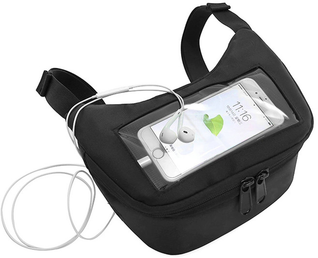 락모터스 오토바이 스쿠터 범용 스마트폰 터치 프론트백 핸들가방 센터백 콘솔 XMAX NMAX PCX 슈퍼커브 호환, 블랙