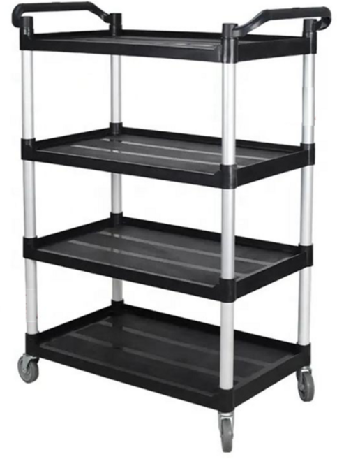 MBH 4단 구루마 업소용 서빙카트 운반카트 적재 핸드카트 가정용, 블랙, 1개