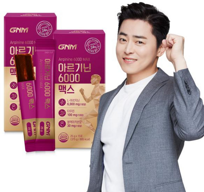 [먹기편한 젤리스틱] GNM 엘 L 아르기닌 6000 맥스 타우린 비타민C / 비타민B 블랙마카분말 오르니틴염산염, 375g, 2개