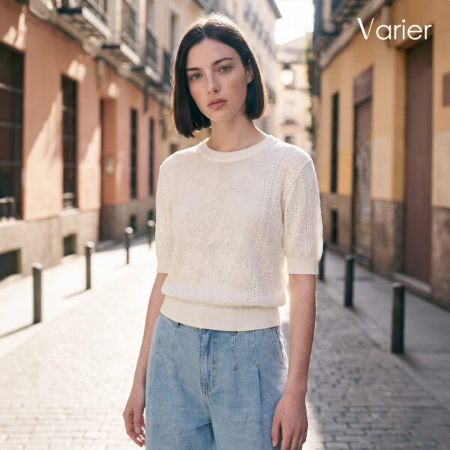 [베리에] [런칭가:79 900원](26SS) LENA 프렌치린넨 블렌드 자카드 니트 2종