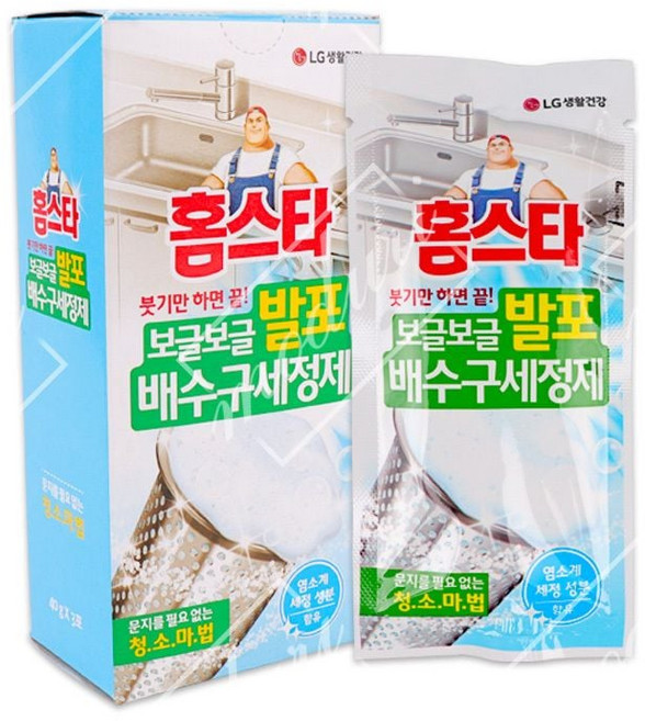 홈스타 발포 배수구세정제 3회분 거품형 싱크대 kmi+6087Bd, 쿠팡15 1