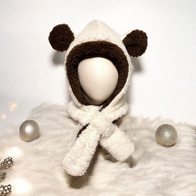 솜니움베베 아동 토끼 곰돌이 후드 넥워머 유아 겨울 목도리