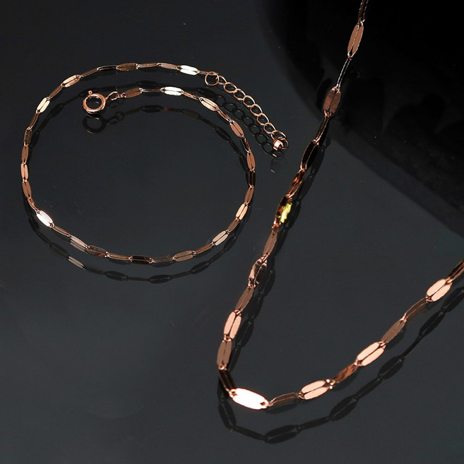 주리에떼 14K 18K 목걸이 팔찌 1+1 세트 로즈골드 데일리 심플 글램 금 목걸이 줄 체인 팔찌 여자친구 선물