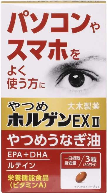 ohkiseiyaku 오오키제약 야츠메호르겐 ExⅡ 90정 칠성장어유 EPA DHA 루테인 비타민A 눈건강, 1개 - 쿠팡
