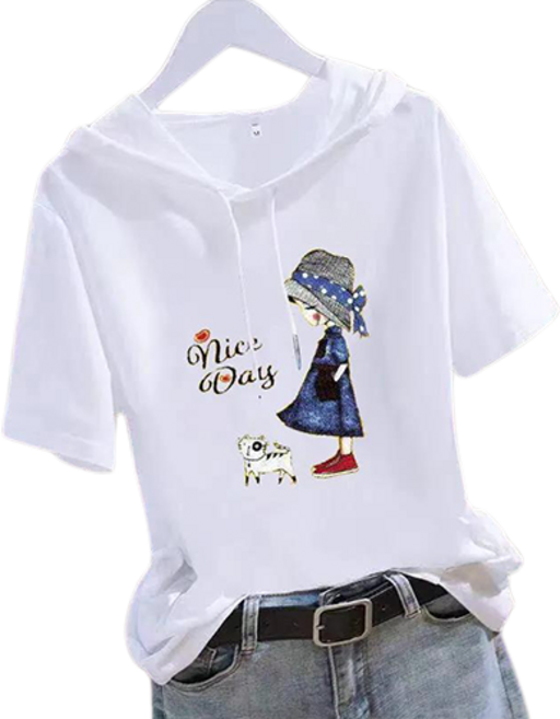 나다운커머스 여성 클린코튼후드티 8컬러 반팔 티셔츠 캐릭터 무지 후드 반팔티 후드티 상의 코튼 캐주얼 데일리룩 데이트룩 이월 이월상품