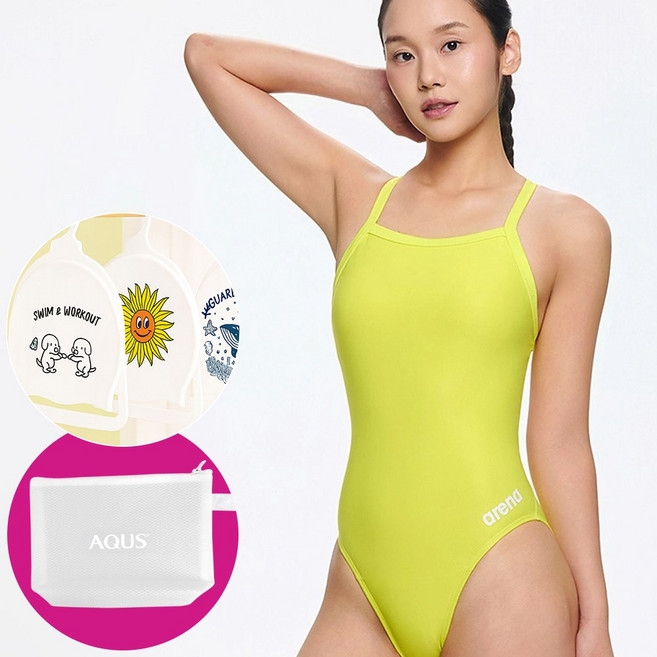 아레나 여성 수영복 팀스 선수 원피스 챌린지백 탄탄이 AYAL1CO28 NGN 가방 수모행거 증정