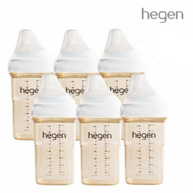 [헤겐] 분유 수유 패키지 (젖병 240ml 6P)(젖꼭지 2단계 포함), 6개, 화이트