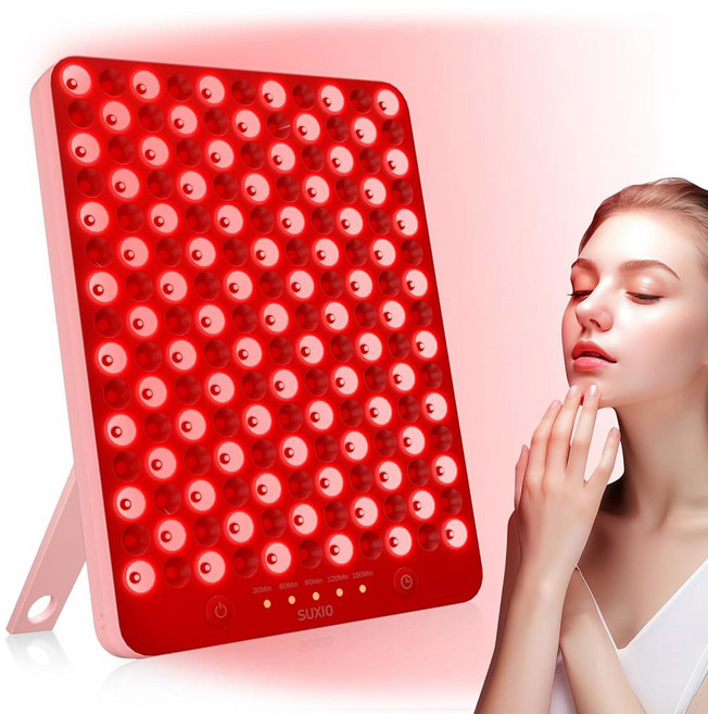 수시오 레드 라이트 램프 - 165 LED 얼굴 및 신체용 패널 휴대용 딥 660nm 850nm 아이패치 흰색 근적외선 장치 포함, Pink